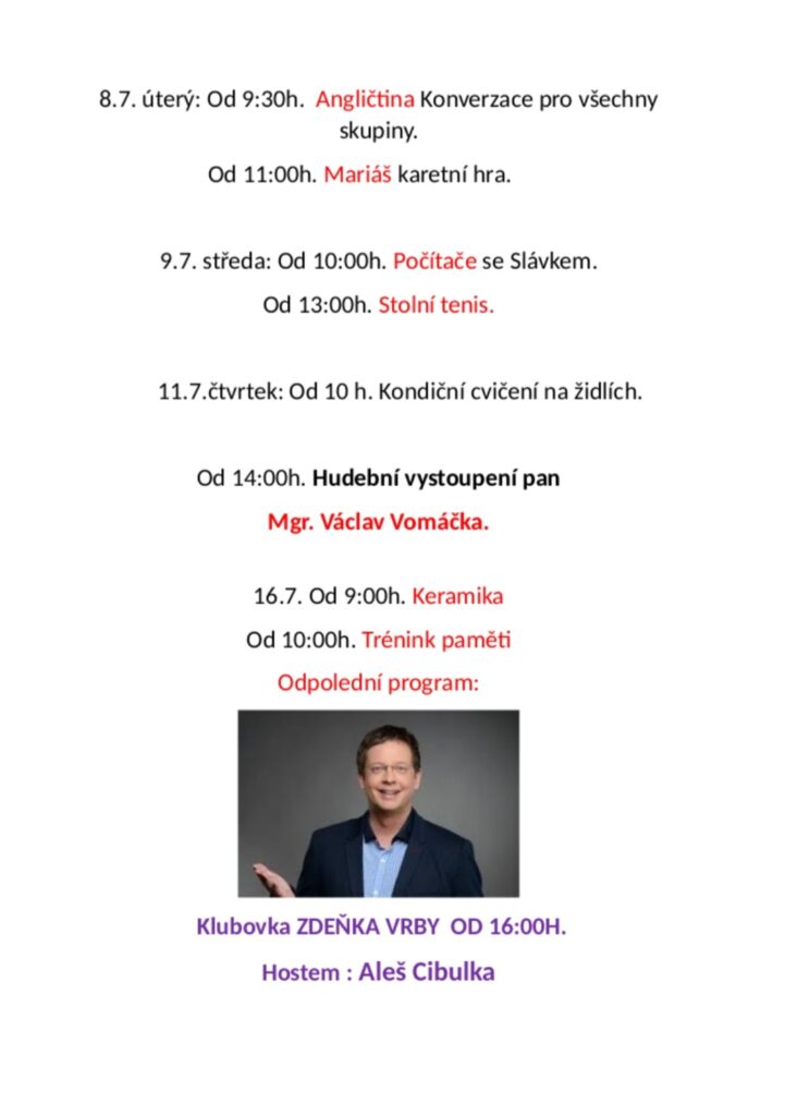 Program Klubu Seniorů